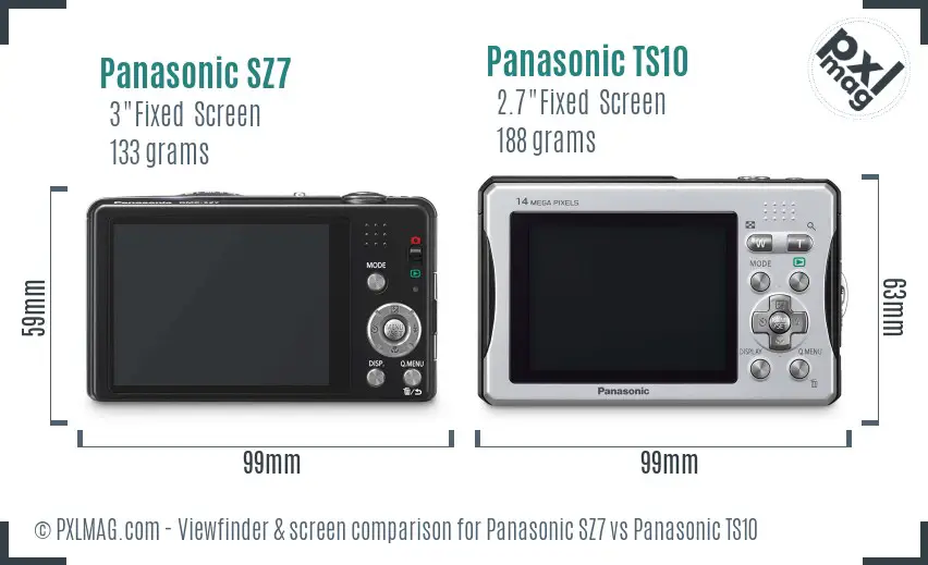 Panasonic SZ7 vs Panasonic TS10 Screen and Viewfinder comparison