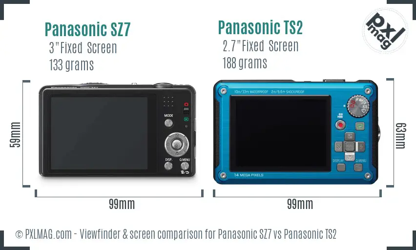 Panasonic SZ7 vs Panasonic TS2 Screen and Viewfinder comparison