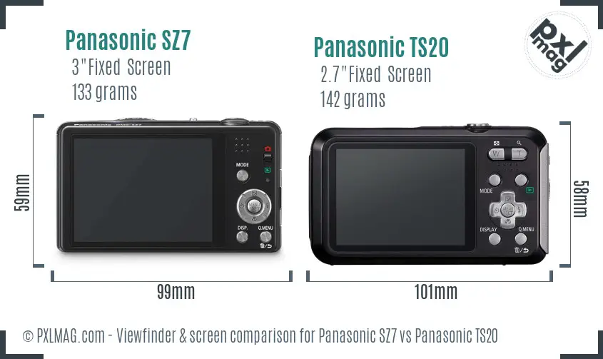 Panasonic SZ7 vs Panasonic TS20 Screen and Viewfinder comparison