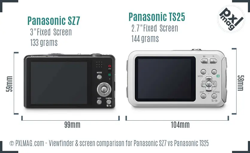 Panasonic SZ7 vs Panasonic TS25 Screen and Viewfinder comparison