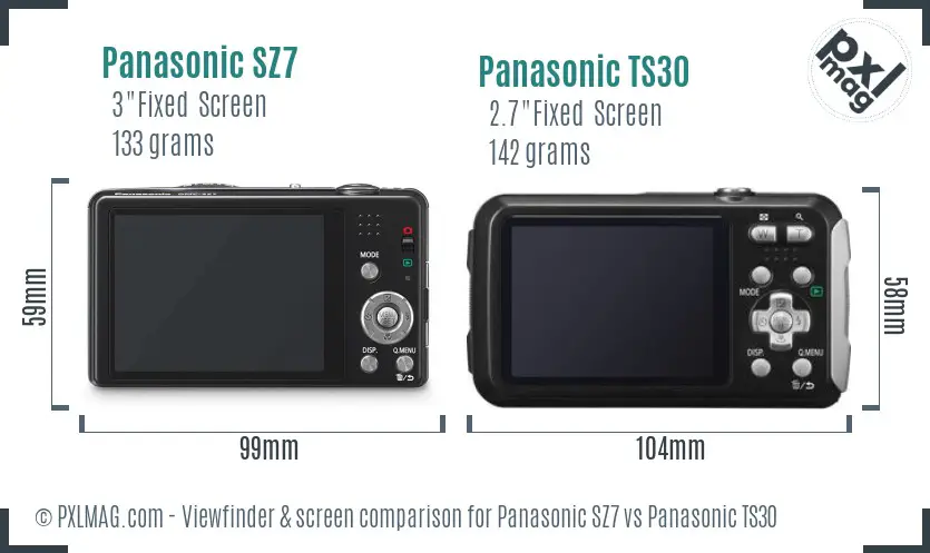Panasonic SZ7 vs Panasonic TS30 Screen and Viewfinder comparison