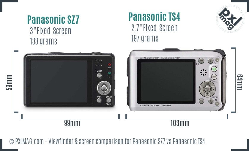 Panasonic SZ7 vs Panasonic TS4 Screen and Viewfinder comparison