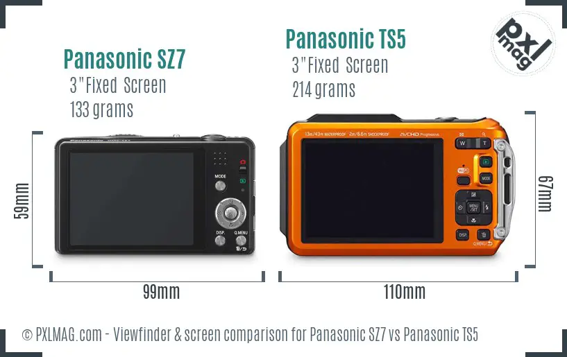 Panasonic SZ7 vs Panasonic TS5 Screen and Viewfinder comparison