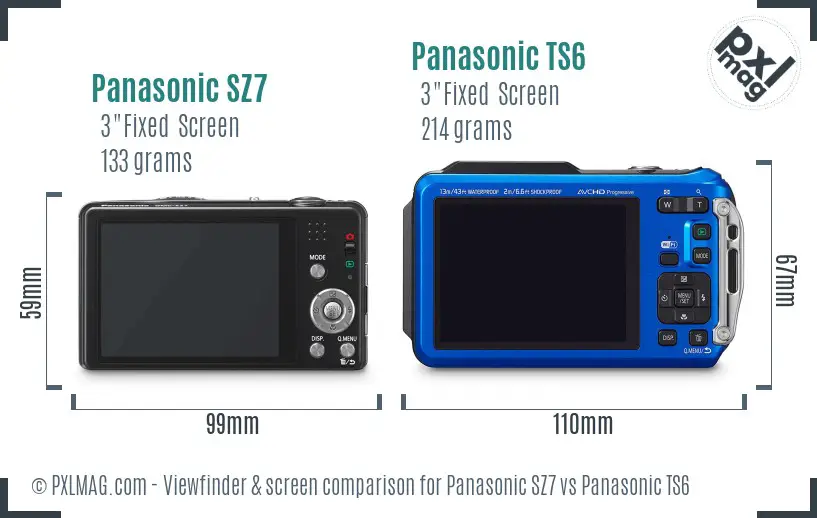 Panasonic SZ7 vs Panasonic TS6 Screen and Viewfinder comparison