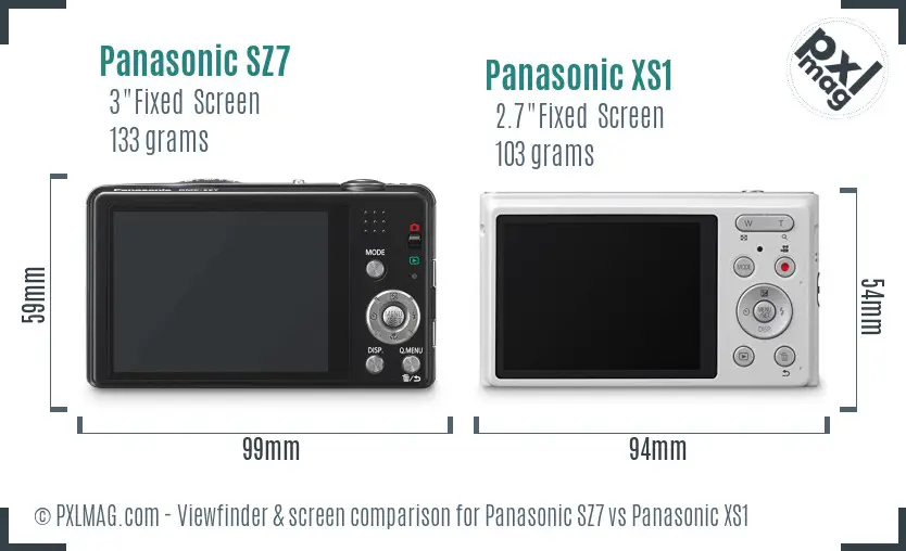 Panasonic SZ7 vs Panasonic XS1 Screen and Viewfinder comparison