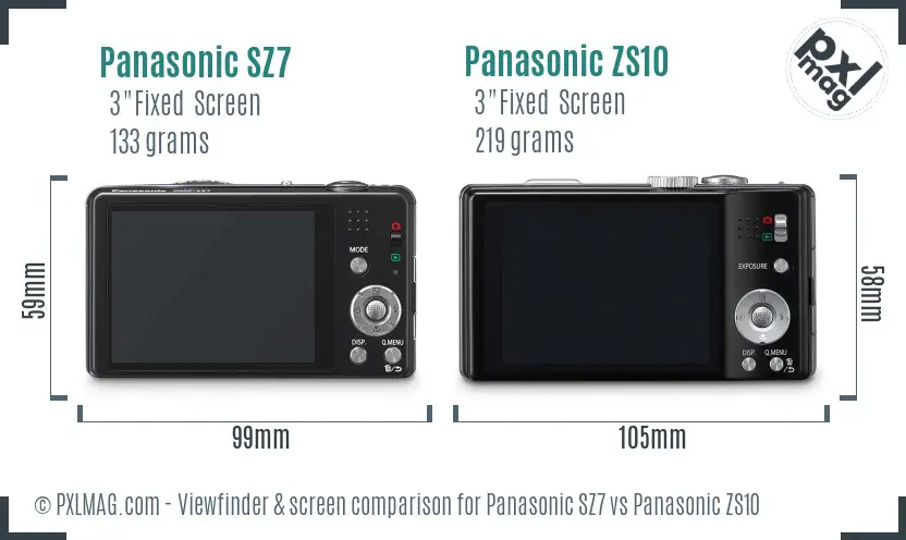 Panasonic SZ7 vs Panasonic ZS10 Screen and Viewfinder comparison