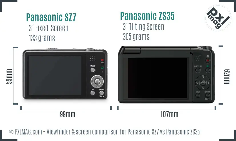 Panasonic SZ7 vs Panasonic ZS35 Screen and Viewfinder comparison