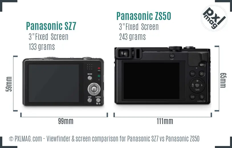 Panasonic SZ7 vs Panasonic ZS50 Screen and Viewfinder comparison