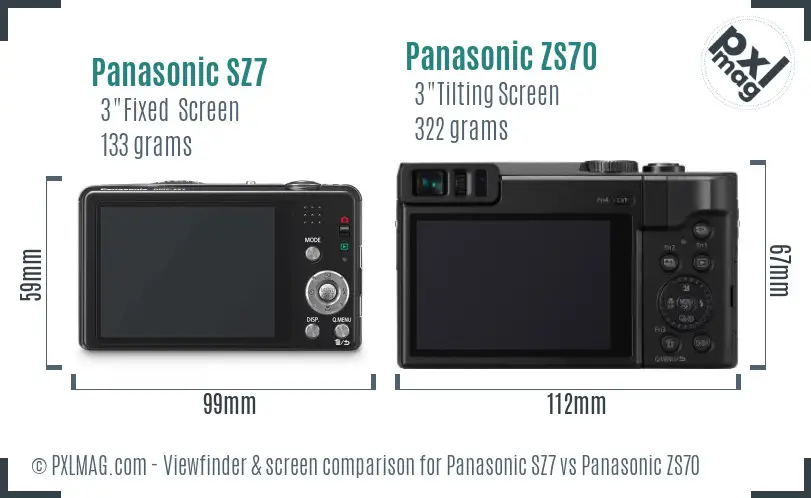 Panasonic SZ7 vs Panasonic ZS70 Screen and Viewfinder comparison
