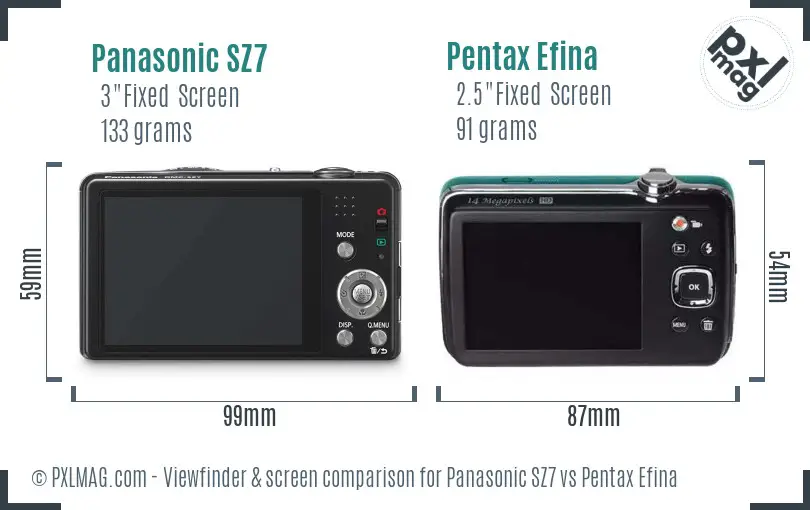 Panasonic SZ7 vs Pentax Efina Screen and Viewfinder comparison