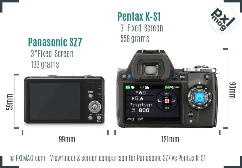 Panasonic SZ7 vs Pentax K-S1 Screen and Viewfinder comparison