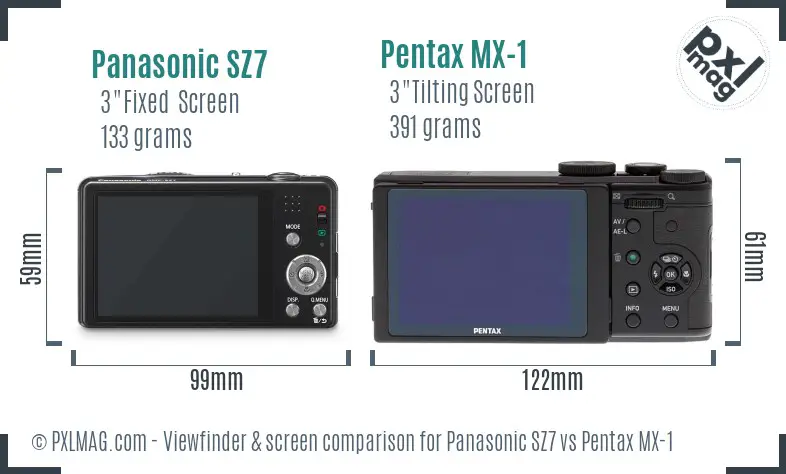 Panasonic SZ7 vs Pentax MX-1 Screen and Viewfinder comparison