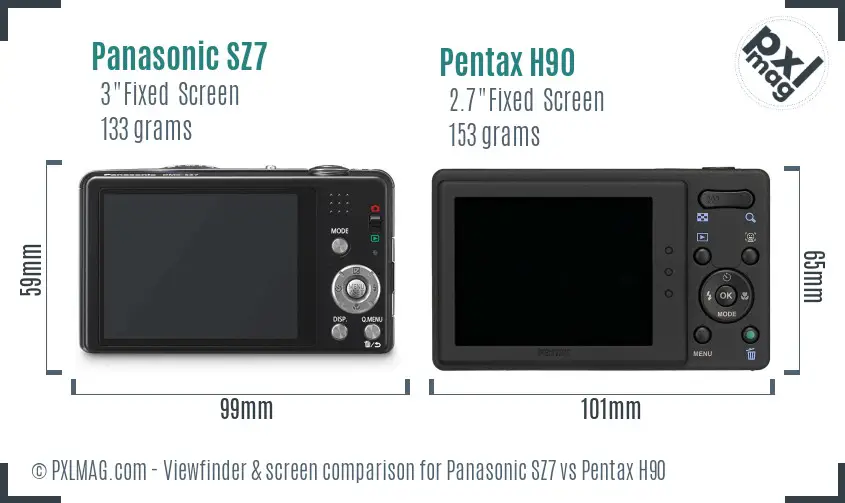 Panasonic SZ7 vs Pentax H90 Screen and Viewfinder comparison