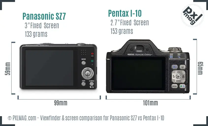 Panasonic SZ7 vs Pentax I-10 Screen and Viewfinder comparison