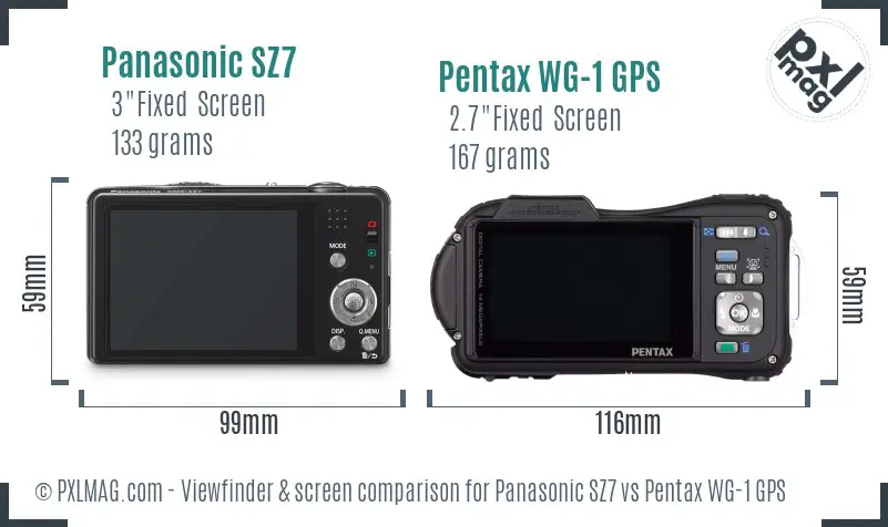 Panasonic SZ7 vs Pentax WG-1 GPS Screen and Viewfinder comparison