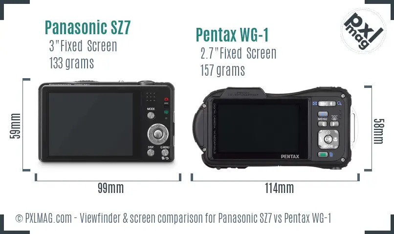 Panasonic SZ7 vs Pentax WG-1 Screen and Viewfinder comparison