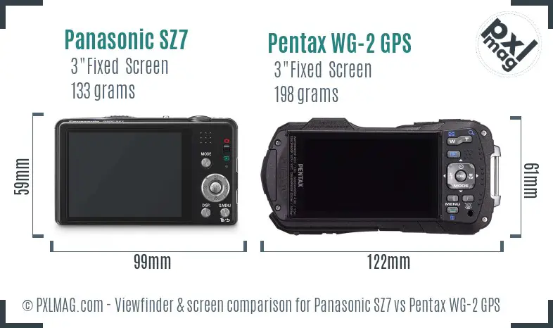 Panasonic SZ7 vs Pentax WG-2 GPS Screen and Viewfinder comparison