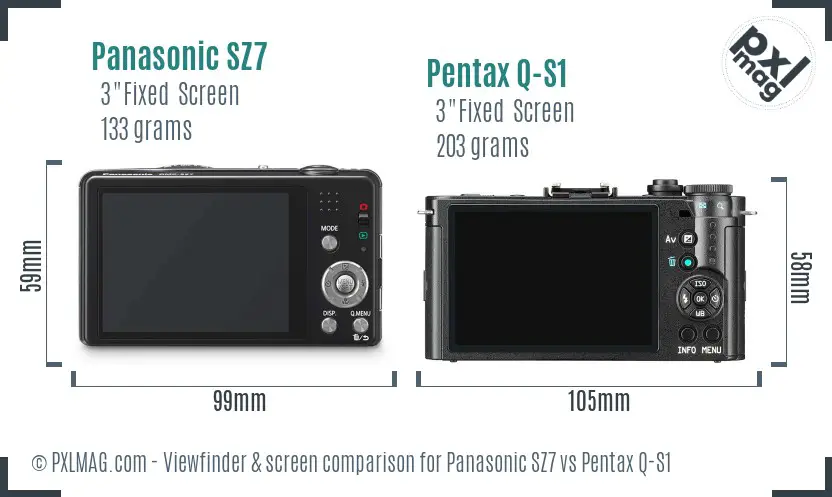 Panasonic SZ7 vs Pentax Q-S1 Screen and Viewfinder comparison