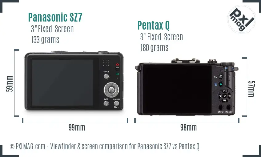 Panasonic SZ7 vs Pentax Q Screen and Viewfinder comparison
