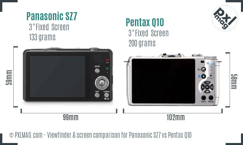 Panasonic SZ7 vs Pentax Q10 Screen and Viewfinder comparison