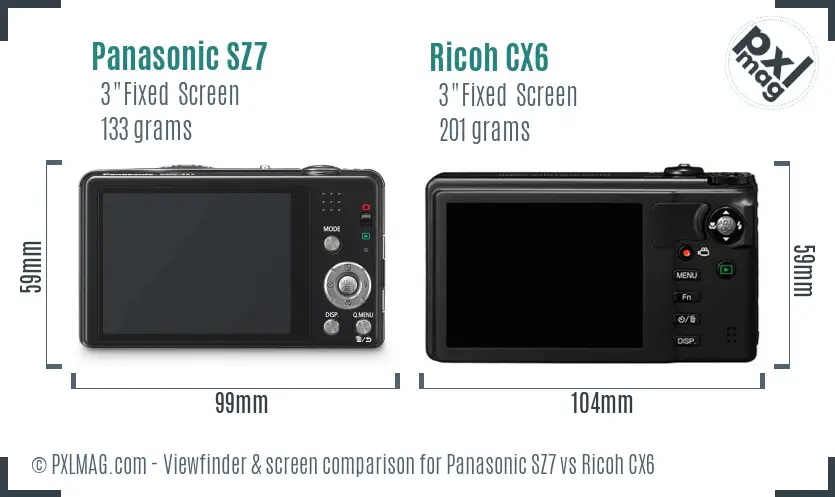 Panasonic SZ7 vs Ricoh CX6 Screen and Viewfinder comparison Panasonic SZ7 vs Ricoh CX6 Screen and Viewfinder comparison