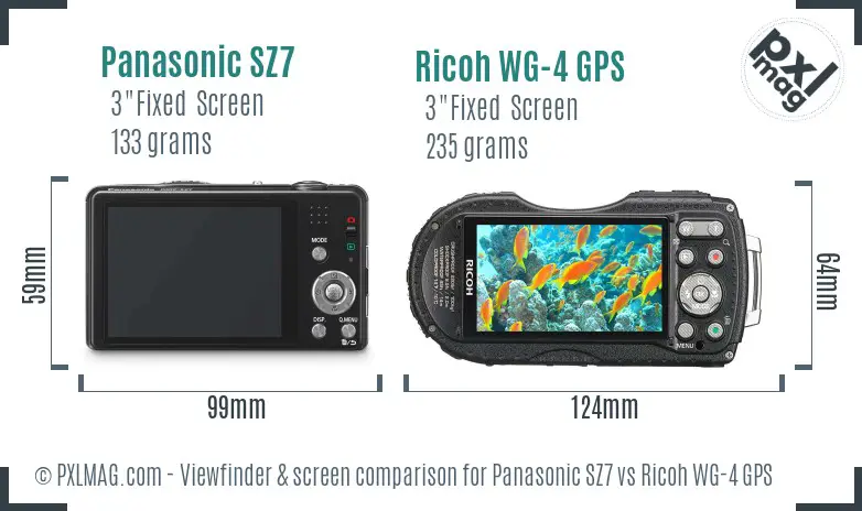 Panasonic SZ7 vs Ricoh WG-4 GPS Screen and Viewfinder comparison Panasonic SZ7 vs Ricoh WG-4 GPS Screen and Viewfinder comparison