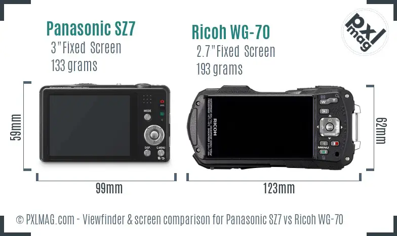 Panasonic SZ7 vs Ricoh WG-70 Screen and Viewfinder comparison Panasonic SZ7 vs Ricoh WG-70 Screen and Viewfinder comparison