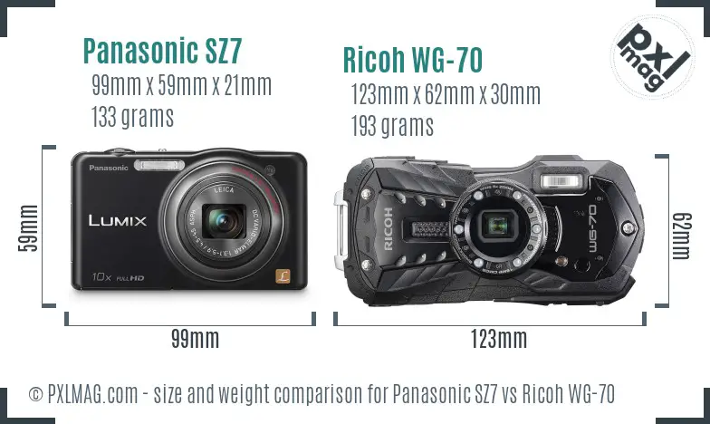 Panasonic SZ7 vs Ricoh WG-70 size comparison Panasonic SZ7 vs Ricoh WG-70 size comparison