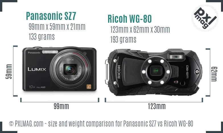 Panasonic SZ7 vs Ricoh WG-80 size comparison Panasonic SZ7 vs Ricoh WG-80 size comparison