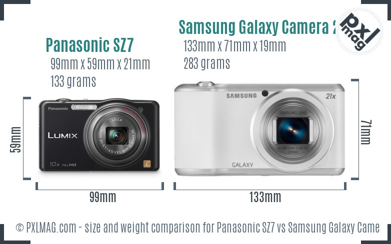 Panasonic SZ7 vs Samsung Galaxy Camera 2 size comparison Panasonic SZ7 vs Samsung Galaxy Camera 2 size comparison