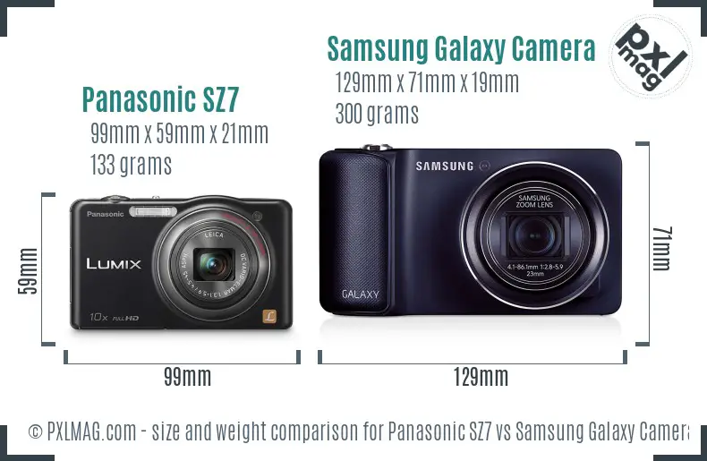 Panasonic SZ7 vs Samsung Galaxy Camera size comparison Panasonic SZ7 vs Samsung Galaxy Camera size comparison