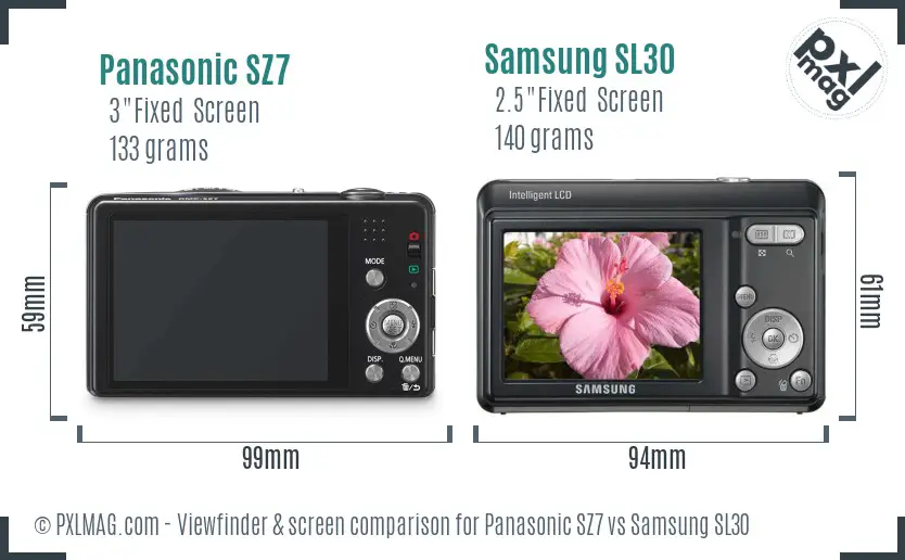 Panasonic SZ7 vs Samsung SL30 Screen and Viewfinder comparison Panasonic SZ7 vs Samsung SL30 Screen and Viewfinder comparison