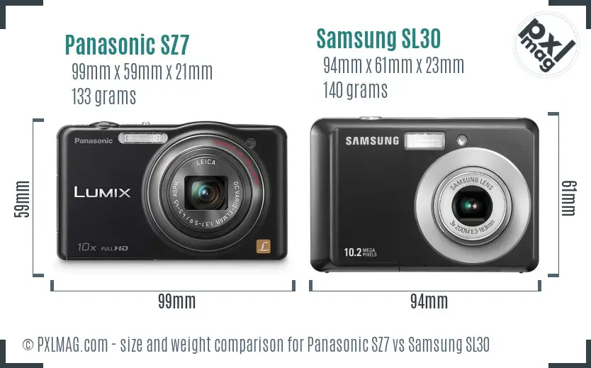 Panasonic SZ7 vs Samsung SL30 size comparison Panasonic SZ7 vs Samsung SL30 size comparison