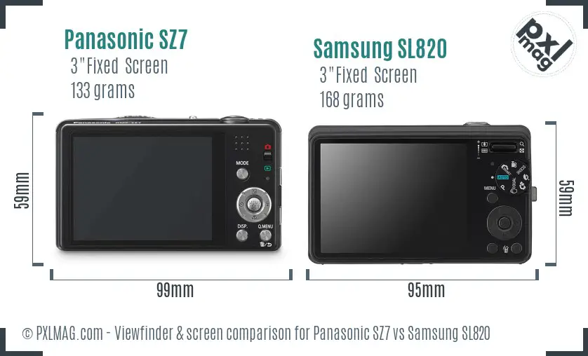 Panasonic SZ7 vs Samsung SL820 Screen and Viewfinder comparison Panasonic SZ7 vs Samsung SL820 Screen and Viewfinder comparison