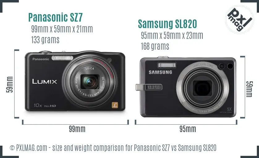Panasonic SZ7 vs Samsung SL820 size comparison Panasonic SZ7 vs Samsung SL820 size comparison