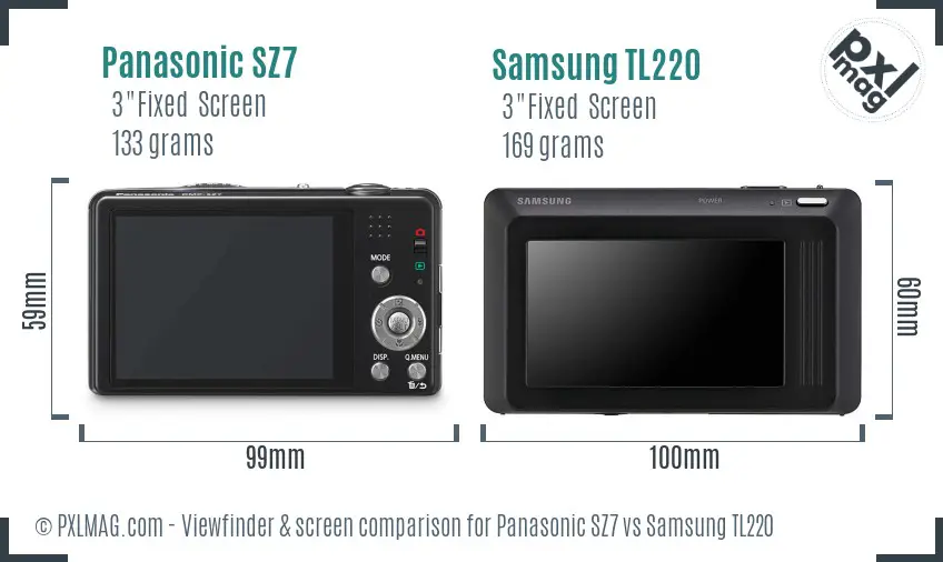 Panasonic SZ7 vs Samsung TL220 Screen and Viewfinder comparison Panasonic SZ7 vs Samsung TL220 Screen and Viewfinder comparison