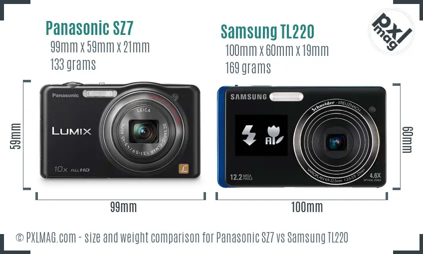 Panasonic SZ7 vs Samsung TL220 size comparison Panasonic SZ7 vs Samsung TL220 size comparison
