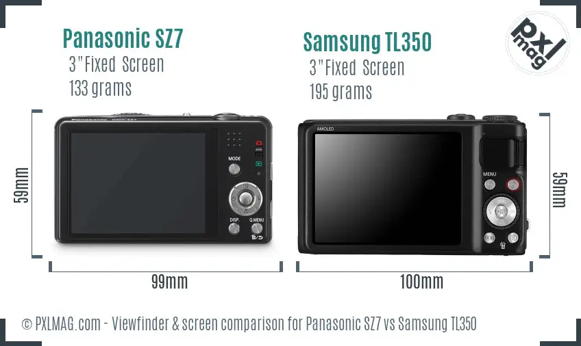 Panasonic SZ7 vs Samsung TL350 Screen and Viewfinder comparison