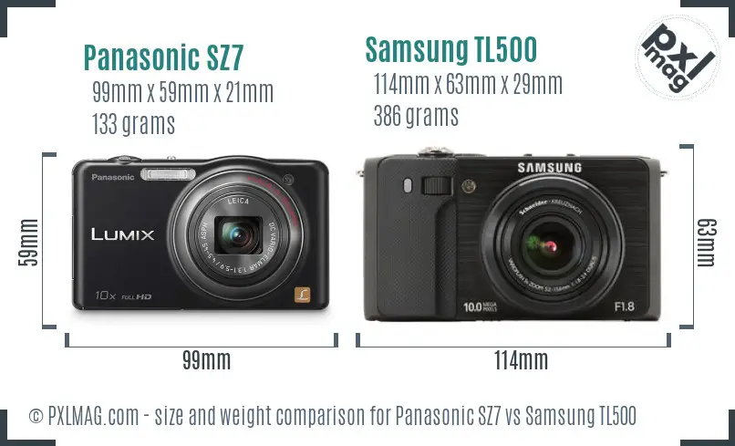 Panasonic SZ7 vs Samsung TL500 size comparison Panasonic SZ7 vs Samsung TL500 size comparison
