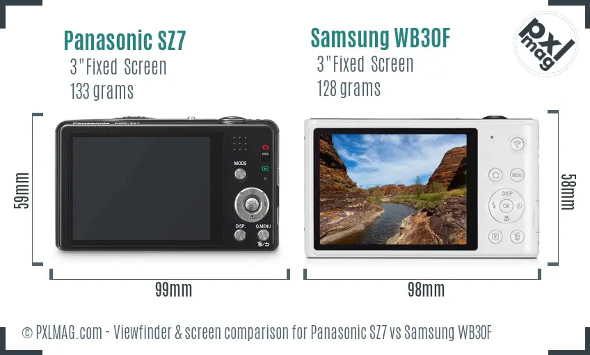 Panasonic SZ7 vs Samsung WB30F Screen and Viewfinder comparison