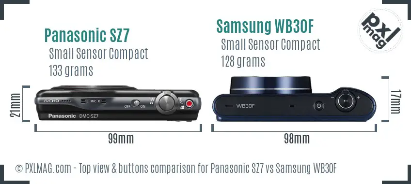 Panasonic SZ7 vs Samsung WB30F top view buttons comparison