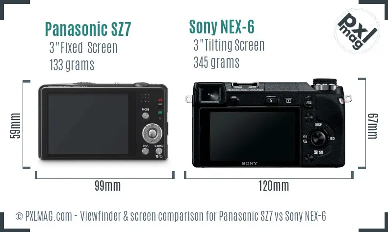 Panasonic SZ7 vs Sony NEX-6 Screen and Viewfinder comparison Panasonic SZ7 vs Sony NEX-6 Screen and Viewfinder comparison