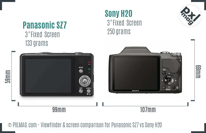 Panasonic SZ7 vs Sony H20 Screen and Viewfinder comparison
