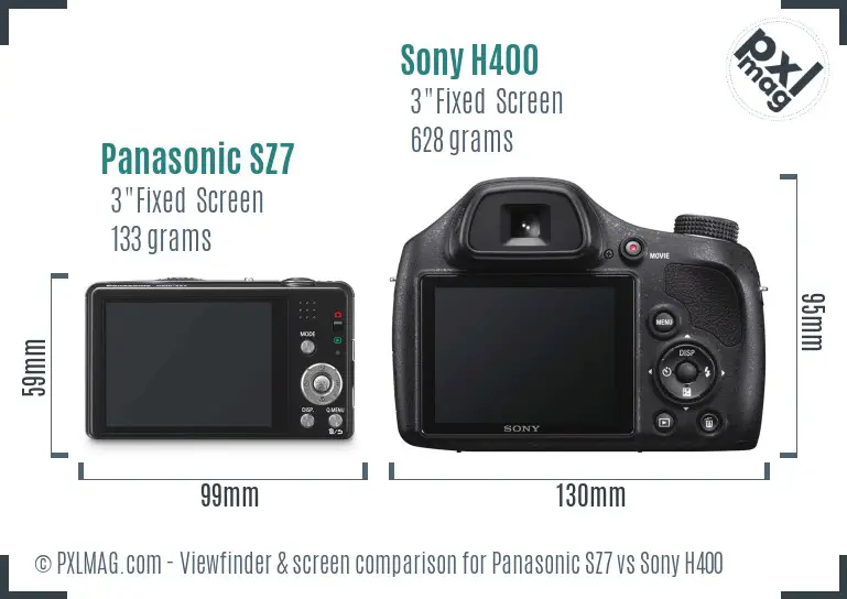 Panasonic SZ7 vs Sony H400 Screen and Viewfinder comparison