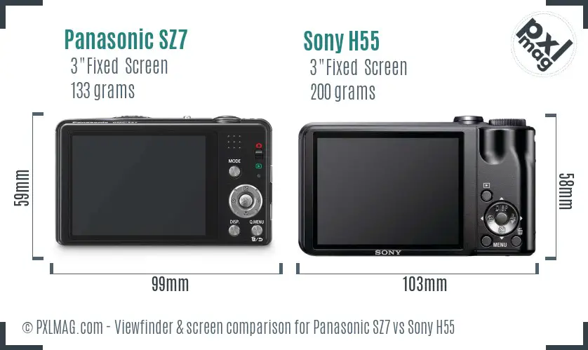 Panasonic SZ7 vs Sony H55 Screen and Viewfinder comparison