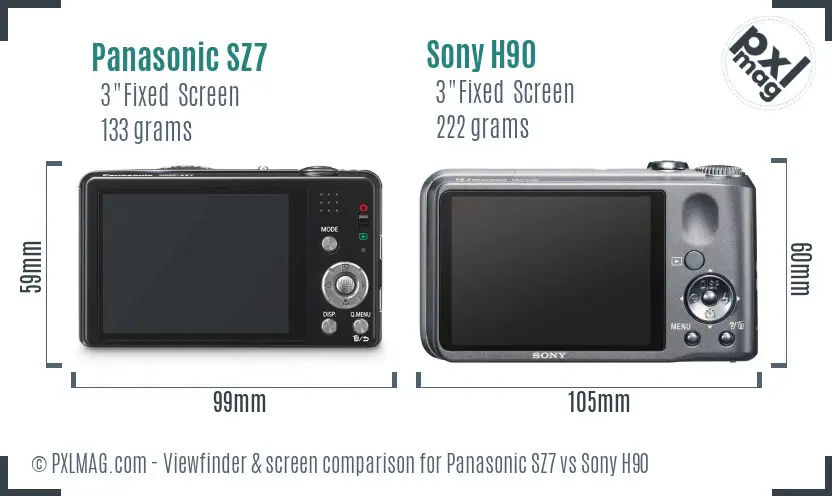 Panasonic SZ7 vs Sony H90 Screen and Viewfinder comparison Panasonic SZ7 vs Sony H90 Screen and Viewfinder comparison