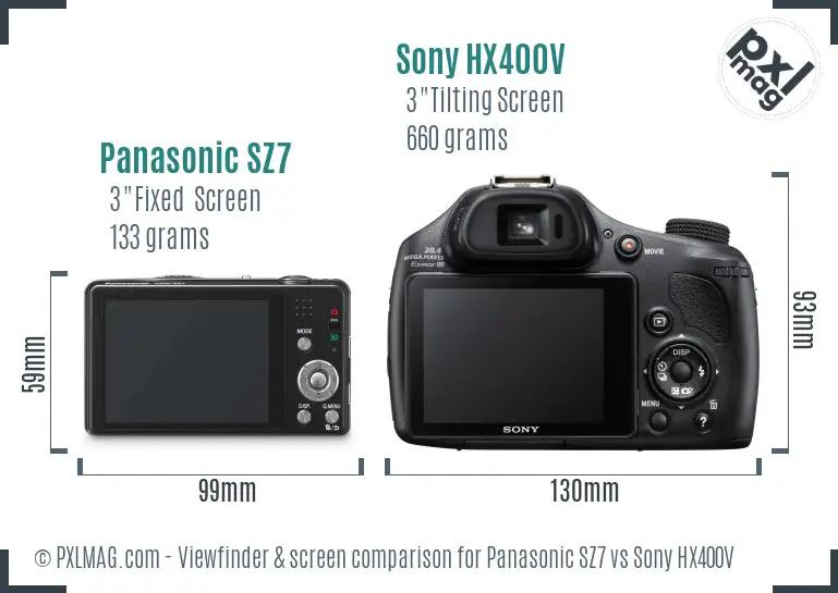 Panasonic SZ7 vs Sony HX400V Screen and Viewfinder comparison Panasonic SZ7 vs Sony HX400V Screen and Viewfinder comparison