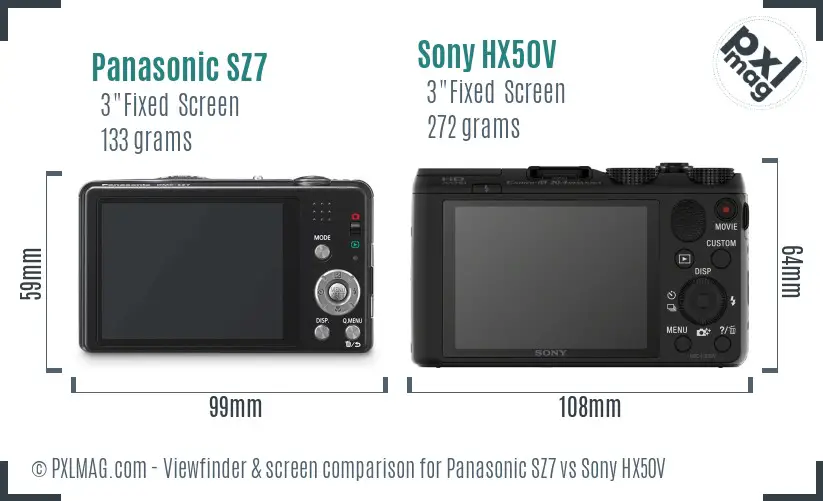 Panasonic SZ7 vs Sony HX50V Screen and Viewfinder comparison