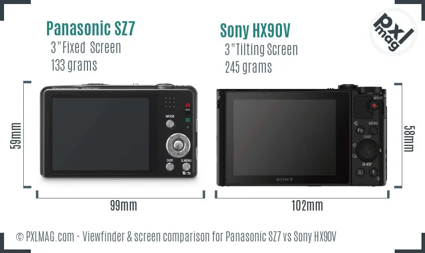 Panasonic SZ7 vs Sony HX90V Screen and Viewfinder comparison Panasonic SZ7 vs Sony HX90V Screen and Viewfinder comparison