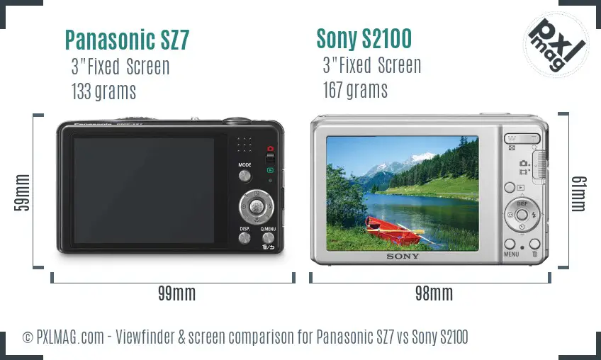 Panasonic SZ7 vs Sony S2100 Screen and Viewfinder comparison Panasonic SZ7 vs Sony S2100 Screen and Viewfinder comparison